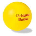 Pelota antiestrés personalizada color Amarillo cuarta vista con logo