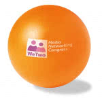 Pelota antiestrés personalizada color Naranja cuarta vista con logo