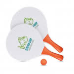 Set publicitario de raquetas y pelota color Naranja cuarta vista con logo