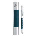 Nuestro bolígrafo más exclusivo para regalar color Azul cuarta vista con logo