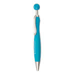 Bolígrafo ideal para merchandising deportivo color Azul Cielo cuarta vista con logo