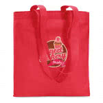 Bolsas personalizadas baratas para publicidad color Rojo cuarta vista con logo