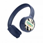 Auriculares de diadema con carga rápida y autonomía 57h JBL Tune 520BT color azul vista con impresión