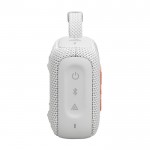 Altavoz Bluetooth ultraportátil con sonido claro y fuerte JBL GO4 color blanco vista lado izquierdo