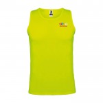 Camiseta deportivo infantil con etiqueta removible 140 g/m2 Roly color amarillo fluorescente vista impresión serigrafía