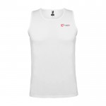 Camiseta deportivo infantil con etiqueta removible 140 g/m2 Roly color blanco vista impresión serigrafía