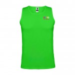 Camiseta deportivo infantil con etiqueta removible 140 g/m2 Roly color verde lima vista impresión serigrafía