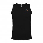 Camiseta deportivo infantil con etiqueta removible 140 g/m2 Roly color negro vista impresión serigrafía