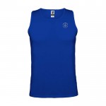 Camiseta deportivo infantil con etiqueta removible 140 g/m2 Roly color azul real vista impresión serigrafía