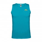 Camiseta deportivo infantil con etiqueta removible 140 g/m2 Roly color turquesa vista impresión serigrafía