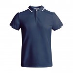 Polo deportivo infantil de poliéster de manga corta 140 g/m2 Roly color azul marino
