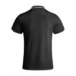 Polo deportivo infantil de poliéster de manga corta 140 g/m2 Roly color blanco/negro segunda vista trasera