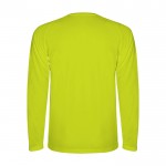 Camiseta técnica deportiva para niños de manga larga 150 g/m2 Roly color amarillo fluorescente segunda vista trasera
