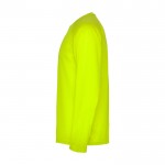 Camiseta técnica deportiva para niños de manga larga 150 g/m2 Roly color amarillo fluorescente vista lateral