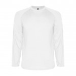Camiseta técnica deportiva para niños de manga larga 150 g/m2 Roly color blanco