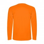 Camiseta técnica deportiva para niños de manga larga 150 g/m2 Roly color naranja fluorescente segunda vista trasera