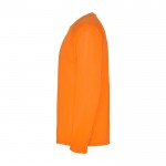 Camiseta técnica deportiva para niños de manga larga 150 g/m2 Roly color naranja fluorescente vista lateral