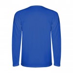 Camiseta técnica deportiva para niños de manga larga 150 g/m2 Roly color azul segunda vista trasera
