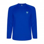 Camiseta técnica deportiva para niños de manga larga 150 g/m2 Roly color azul vista impresión serigrafía