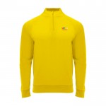 Sudadera infantil de manga larga con cremallera corta 200 g/m2 Roly color amarillo vista impresión serigrafía