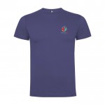 Camiseta infantil de manga corta de algodón en punto 165 g/m2 Roly color azul vaquero vista impresión serigrafía
