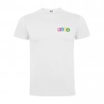 Camiseta infantil de manga corta de algodón en punto 165 g/m2 Roly color blanco vista impresión serigrafía