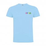 Camiseta infantil de manga corta de algodón en punto 165 g/m2 Roly color azul claro vista impresión serigrafía