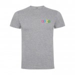 Camiseta infantil de manga corta de algodón en punto 165 g/m2 Roly color gris claro jaspeado vista impresión serigrafía