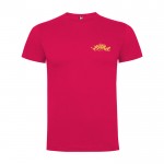 Camiseta infantil de manga corta de algodón en punto 165 g/m2 Roly color fucsia vista impresión serigrafía