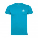 Camiseta infantil de manga corta de algodón en punto 165 g/m2 Roly color turquesa vista impresión serigrafía