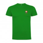 Camiseta infantil de manga corta de algodón en punto 165 g/m2 Roly color verde pasto vista impresión serigrafía
