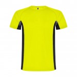 Camiseta deportiva infantil en bicolor de poliéster 140 g/m2 Roly color amarillo