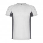 Camiseta deportiva infantil en bicolor de poliéster 140 g/m2 Roly color blanco