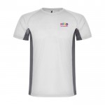 Camiseta deportiva infantil en bicolor de poliéster 140 g/m2 Roly color blanco vista impresión serigrafía