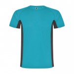 Camiseta deportiva infantil en bicolor de poliéster 140 g/m2 Roly color turquesa