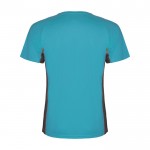 Camiseta deportiva infantil en bicolor de poliéster 140 g/m2 Roly color turquesa segunda vista trasera