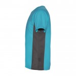 Camiseta deportiva infantil en bicolor de poliéster 140 g/m2 Roly color turquesa vista lateral