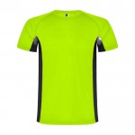 Camiseta deportiva infantil en bicolor de poliéster 140 g/m2 Roly color verde fluorescente