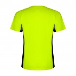 Camiseta deportiva infantil en bicolor de poliéster 140 g/m2 Roly color verde fluorescente segunda vista trasera