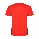 Camiseta deportiva infantil en bicolor de poliéster 140 g/m2 Roly color rojo segunda vista trasera
