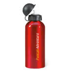 Botella de aluminio personalizada 600ml color Rojo cuarta vista con logo