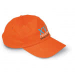 Gorra promocional barata color Naranja cuarta vista con logo