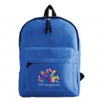 Mochila personalizada con bolsillo exterior color Azul Marino cuarta vista con logo