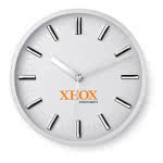 Reloj de pared para publicidad color Blanco cuarta vista con logo