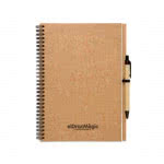 Libreta para publicidad de papel reciclado color Beige cuarta vista con logo