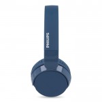 Auriculares inalámbricos ligeros y plegables marca Phillips color azul cuarta vista