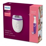 Depiladora y mini recortador en estuche de satín marca Phillips color blanco septima vista