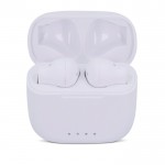 Auriculares inalámbricos ergonómicos en estuche personalizable color blanco tercera vista