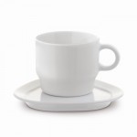 Taza de café con plato triangular hecho en EU 180ml color blanco