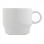Taza de café con plato triangular hecho en EU 180ml color blanco segunda vista